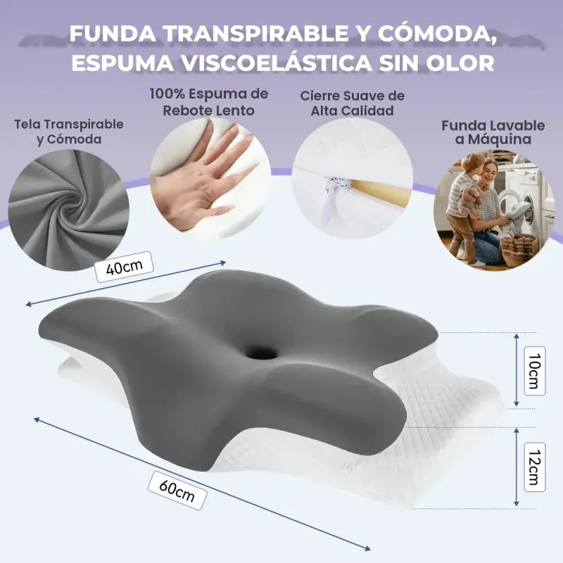 Almohada Ergonómica Ortopédica — Soporte cervical con Memory Foam para dormir sin dolor