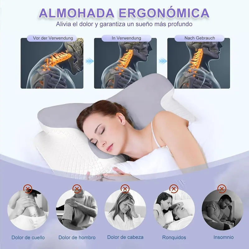 Almohada Ergonómica Ortopédica — Soporte cervical con Memory Foam para dormir sin dolor