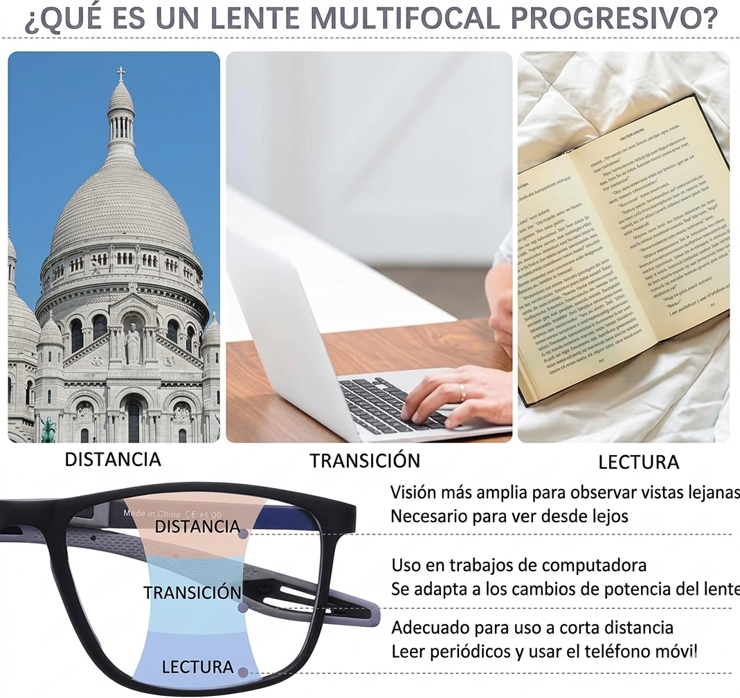 Gafas de Lectura Multifocales Progresivas - Fotocromáticas y con filtro Azul