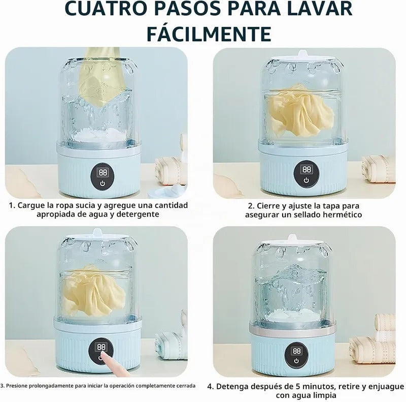 Pasos de uso de la mini lavadora