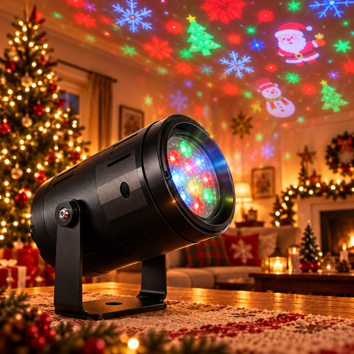 Proyector navideño en un ambiente de Navidad