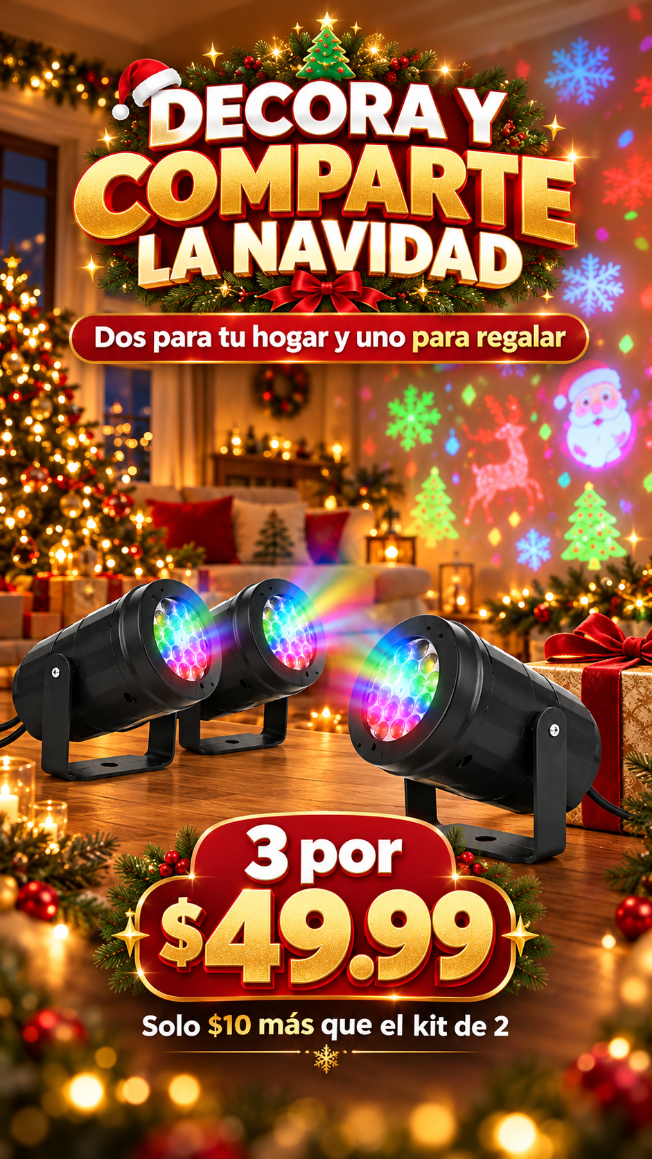 Oferta de Navidad: 3 proyectores por $49.99